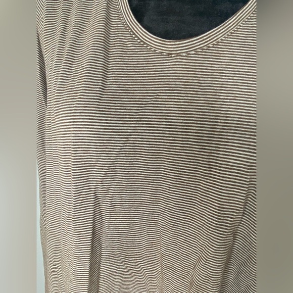 Pure Jill M Striped Women's Casual Relaxed Fit Brown & White Top - Picture 2 of 6
